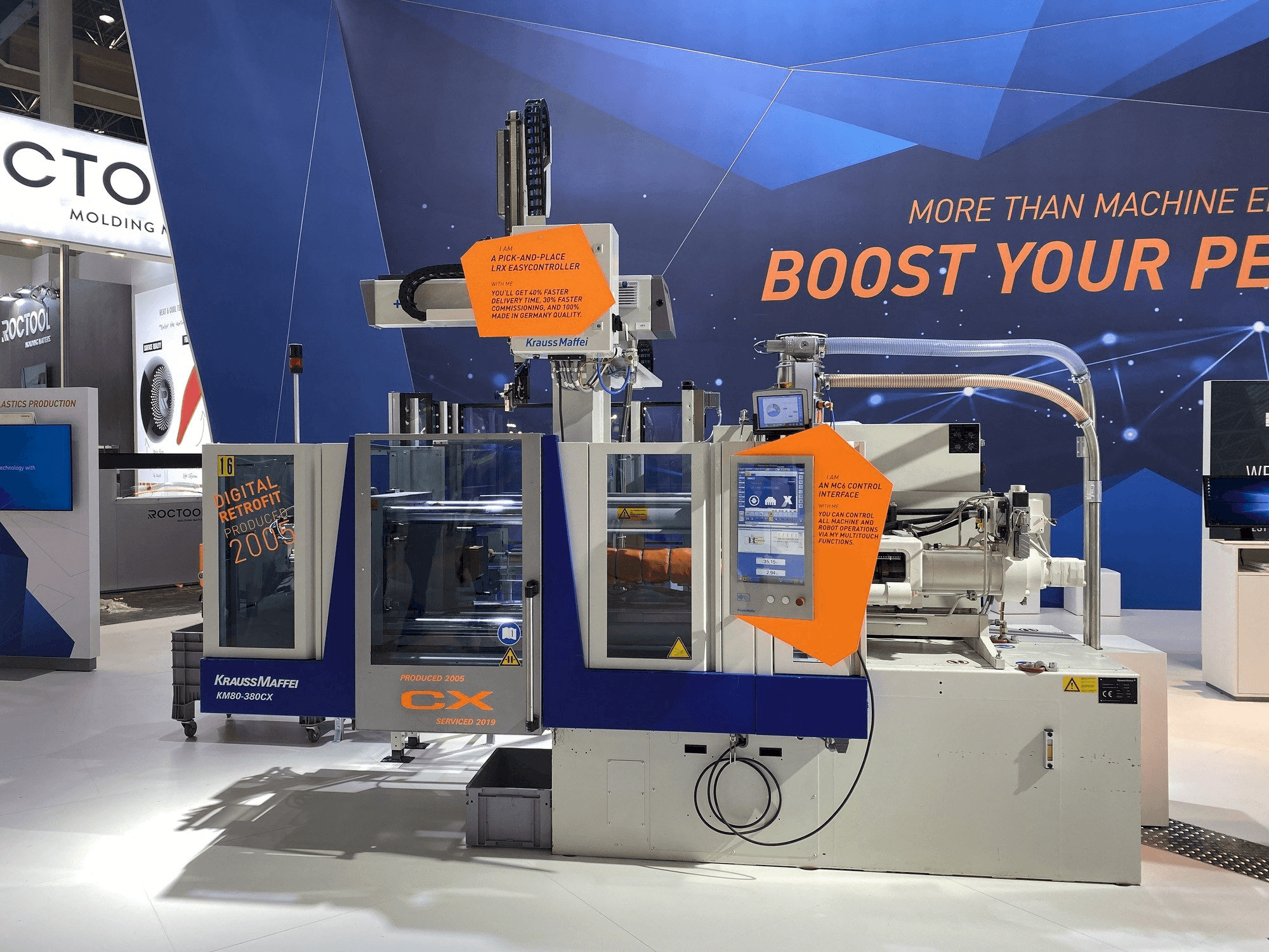 Vista Frontal da Krauss Maffei 80-380 CX + LRX easyControl 100 máquina